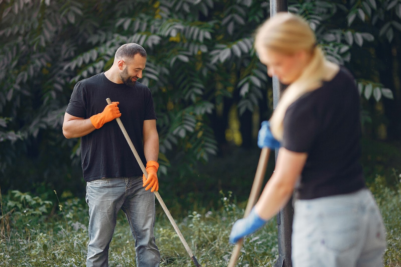 Couple Working on Their Backyard Garden